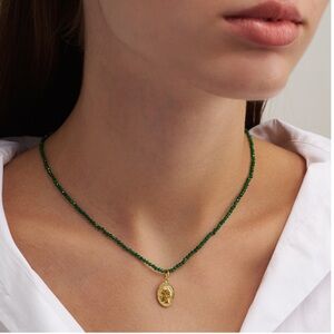 Anthropologie Hermina Athens Ygeia Necklace green emerald